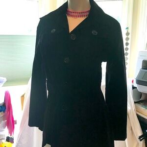 Velvet black jacket button down trendy blazer waist belt strap XS size Vintage